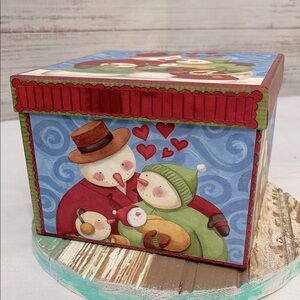 LIQUIDATION SALE Festive Snowman Family Decorative Box set of 2